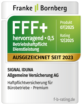 Ratingsiegel von Franke & Bornberg für die Haftpflichtversicherung für Bürobetriebe - Jahr 12/2025