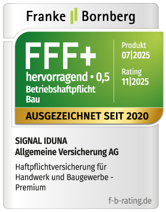Ratingsiegel von Franke & Bornberg für die Haftpflichtversicherung für Handwerk & Baugewerbe - Jahr 11/2025
